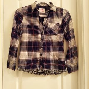 Justice black frayed plad |8|